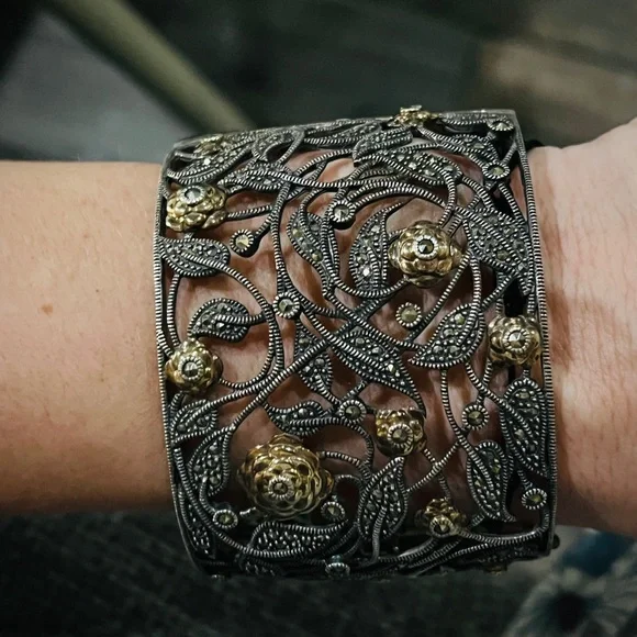 Judith Jack 90g Museum Piece- Sterling and 14kg Rose Cuff- one of a kind Elite